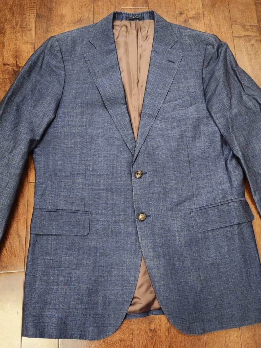 Suitsupply men's linen wool navy blue blazer in size 46L